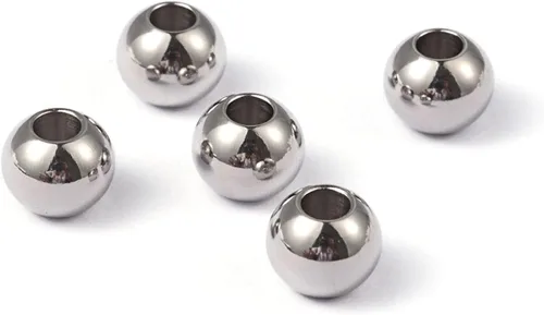 Fashewelry 100 cuentas espaciadoras redondas de acero inoxidable Rondelle de 0.315 in pulido de metal liso para hacer joyas agujero: 0.138 in Color