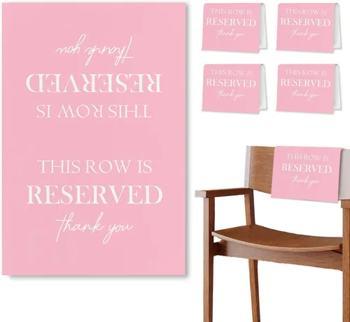 Miniatura 20 de Señales de Asiento Reservado para Sillas, Esta Fila Está Reservada Paños de Banco para Asientos de Iglesia, Decoraciones de Boda para Recepciones