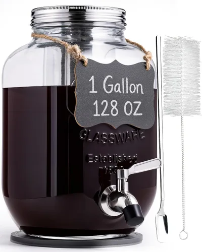 Miniatura 9 de Cafetera fría – 2 cuartos de galón de acero inoxidable con filtro de acero inoxidable de 64 onzas, jarra de cerveza fría, sin fugas, cafetera fría