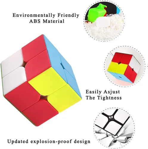 Miniatura 4 de Cubo de velocidad 2x2, rompecabezas clásicos de cubo de 2 x 2 de juguete (sin cosquillas)
