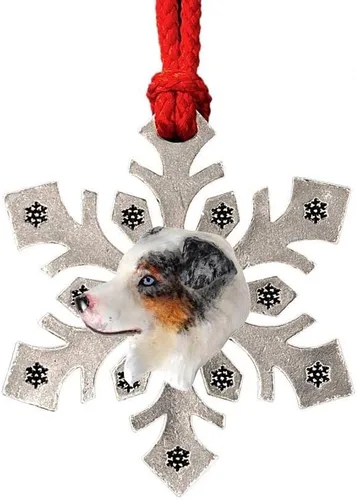 Miniatura 53 de Adorno navideño para colgar en la cabeza de collie con borde de peltre antiguo hecho a mano para decorar coronas y árboles de Navidad del hogar