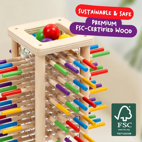 Miniatura 6 de Nene Toys BALLFALL - Juego de mesa de madera Montessori para niños de 3 a 9 años - Juguete educativo para habilidades motoras finas y pensamiento