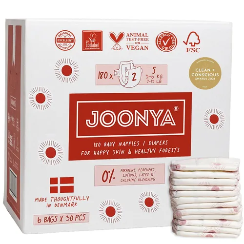 Miniatura 10 de Pañales Joonya para bebé, talla 2 S (3-5.9 kg) - 1 bolsa de 30 - Nueva gama - No tóxico, ecológico, ultra delgado, uso nocturno - Fabricado