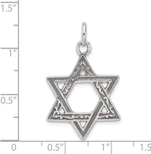 Miniatura 2 de Colgante de plata de ley 925 maciza con diseño de estrella de David antigua 1102in x 0787in