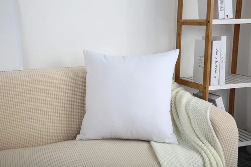 Miniatura 5 de TangDepot - Fundas de almohada decorativas hechas a mano 100% lona de algodón sólida, (22 x 22 pulgadas, blanco)
