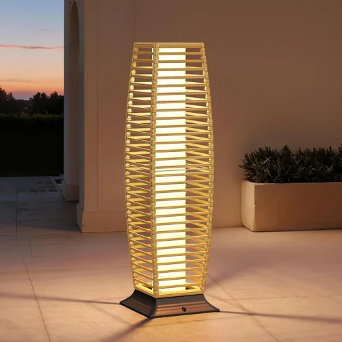 Miniatura 26 de Lámpara de pie para exteriores Grand Patio, lámpara de pie solar, resistente al agua, de mimbre, lámpara colgante para terraza, luces decorativas