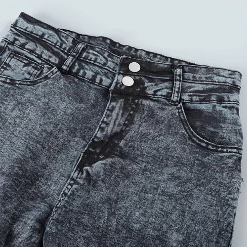 Miniatura 8 de Jean Pants for Women Cut up Pocket Women's Trousers Flared Wide Button Skinny Leg High Waist Jeans 2022 Jeans