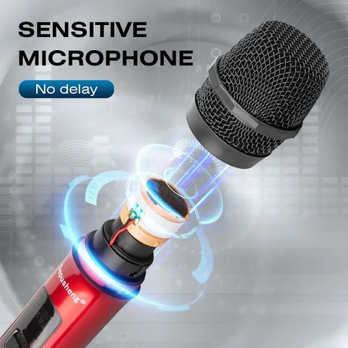 Miniatura 6 de Depusheng Micrófono inalámbrico, sistema profesional de mano de karaoke de 4 canales para karaoke en casa, reuniones, fiestas, iglesia, DJ, boda