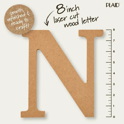 Miniatura 2 de Plaid Letra de madera sin acabar, 20,3 cm de superficie de madera perfecta para proyectos de bricolaje, artes y manualidades, 63593