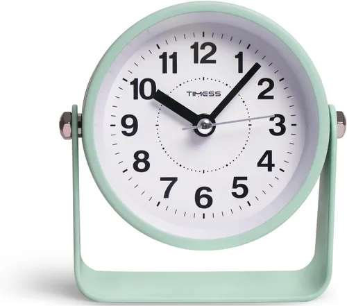 Miniatura 2 de Reloj de alarma analógico TIMESS, silencioso con movimiento de cuarzo, funciona con pilas con función de repetición de alarma y luz bajo demanda