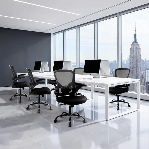 Miniatura 2 de Flysky Juego de 10 sillas ergonómicas de escritorio para oficina en casa, soporte lumbar, silla giratoria de malla transpirable para computadora