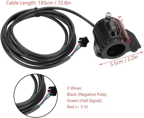 Miniatura 4 de Acelerador de pulgar, control de velocidad de acelerador de pulgar de 3 alambres para scooter eléctrico (derecha), acelerador de pulgar de 3 pines