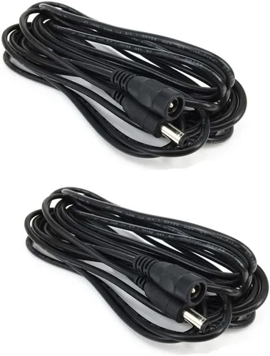 2 unids/pack 5m/16.4ft negro 0.217 in x 0.098 in DC enchufe cable de extensión cable de extensión con macho a hembra 0.098 in x 0.217 in conectores