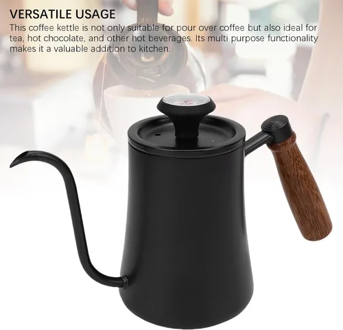 Miniatura 8 de LICAEVEY Hervidor de cuello de cisne, hervidor de café con termómetro integrado y mango de madera, estufa de acero inoxidable 304 para verter