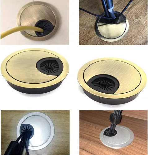 Miniatura 6 de HJ Garden 5 ojales de escritorio de metal de 2-3/8 pulgadas (2.362 in) para administrar y ocultar el cable de alambre, cubierta de agujero