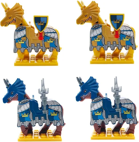 Miniatura 3 de Miutrue Accesorios de armas medievales, juguete de bloques de caballeros con figuras (10 juegos de armas y 4 juegos de caballos y 10 figuras)