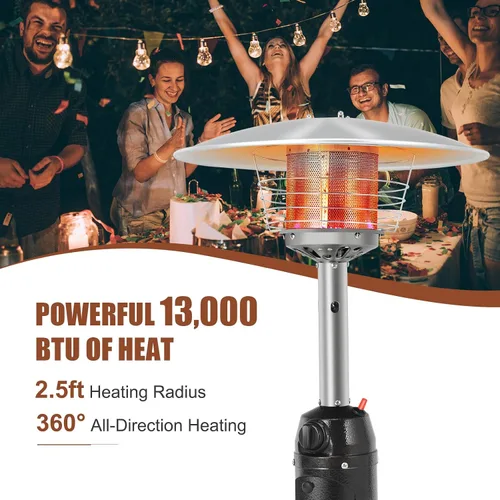 Miniatura 4 de Giantex Calentador de propano para exteriores, calentador de mesa portátil de 13,000 BTU con base pesada, acero inoxidable, termostato ajustable