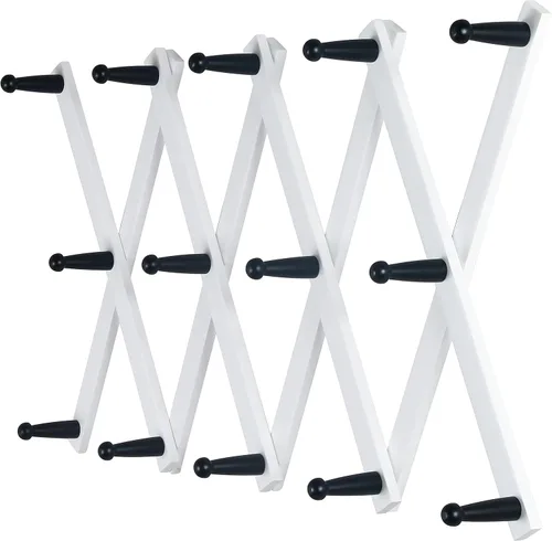 Miniatura 40 de Dseap Acordeón de pared: Perchero de pared expandible de madera de 16" de alto, soporte para sombreros, gancho de acordeón para gorras de béisbol