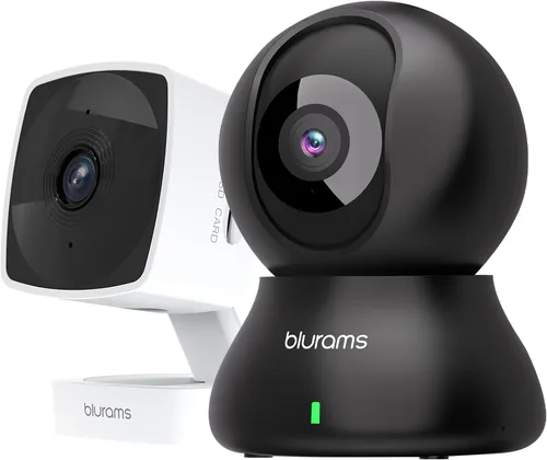 blurams Juego de cámaras de seguridad, cámara interior 2K para mascotas para seguridad en el hogar con seguimiento de movimiento, audio de 2 vías,