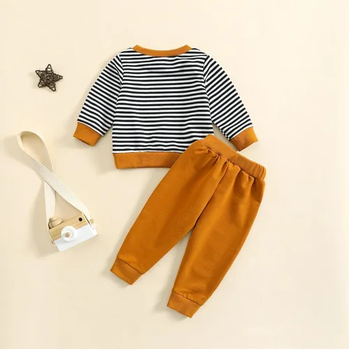 Miniatura 3 de Ropa de otoño e invierno para niña pequeña, cuello redondo, manga larga, estampado a rayas, camiseta de verano para bebé