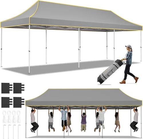 Miniatura 33 de Hoteel 10x15 Pop Up Canopy Tent Heavy Duty with 4 Sidewalls, Waterproof Party Tent, Easy Set-up Commercial Instant Tents with Roller Bag & Sandbags