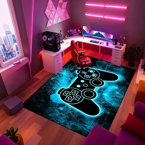 Miniatura 26 de BATATADOCE Alfombras de videojuegos para dormitorio de niños, alfombras para sala de juegos, decoración de juegos para niños, alfombra de área