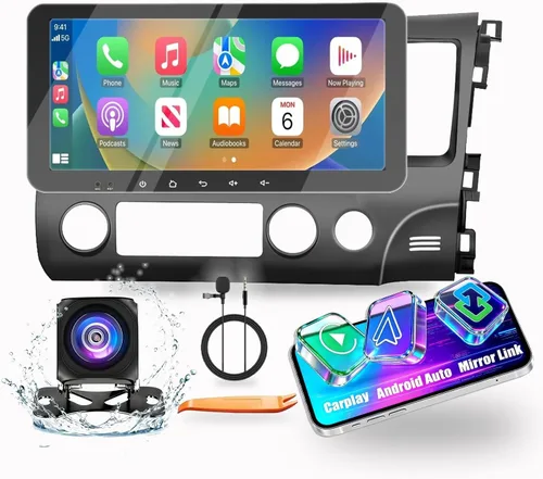 Miniatura 10 de Para Honda Civic 2006-2011 LHD Car CarPlay Android Navegación Automática Estéreo GPS Radio Reverse Cámara Pantalla 10.33 "QLED Pantalla Táctil Octa