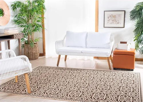 Miniatura 23 de SAFAVIEH Alfombra lavable para exteriores Linden Collection - 4 x 6 pies, aguamarina y crema, no desprende pelusa y fácil de limpiar, ideal
