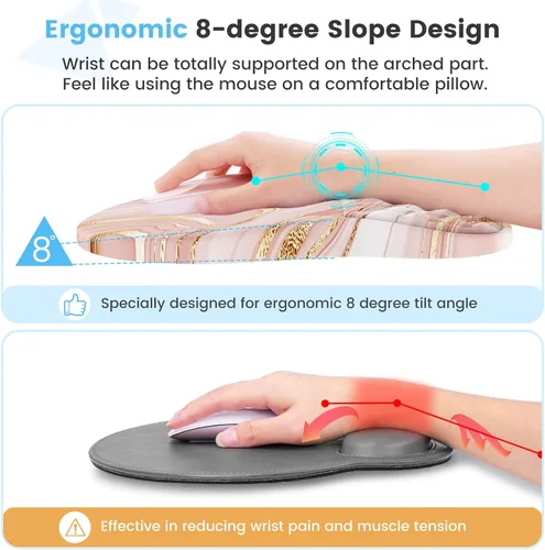 Miniatura 2 de HAOCOO Reposamuñecas para teclado, alfombrilla de mouse ergonómica con reposamuñecas, teclado 3 en 1 y alfombrilla de mouse con juego de posavasos