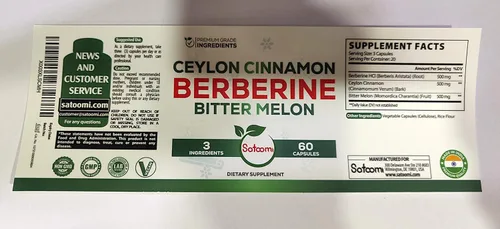 Miniatura 4 de Satoomi Suplemento de berberina con corteza de canela de Ceilán orgánica y melón amargo - 3 en 1-60 cápsulas veganas