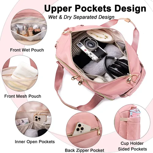 Miniatura 3 de Weitars Gym Bag For Women,Travel Duffel Bag Weekender Bag,Sport Bag With Shoes Compartment And Wet Pocket,Large Carry On Bag Overnight Hospital Bag