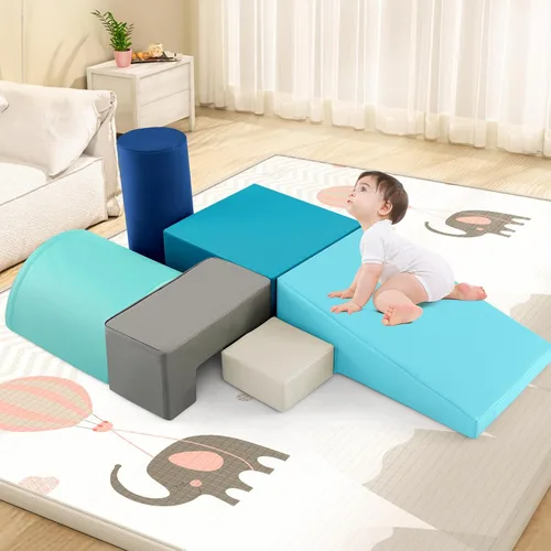 Miniatura 7 de Costzon Juego de escalada y gateo para niños pequeños, 6 piezas con cubierta de poliuretano para gatear, escalar y caminar, bloques de escalada