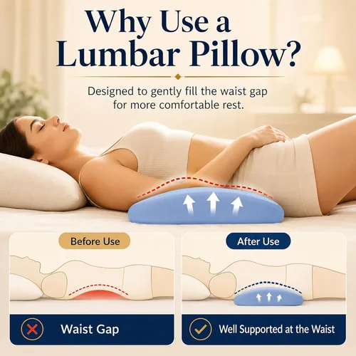 Miniatura 2 de Almohada de apoyo lumbar para aliviar el dolor de espalda: almohada de espalda baja para dormir - Almohada de cintura de espuma viscoelástica - Azul