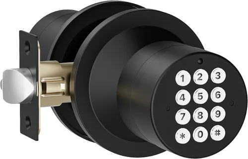 HIDALIFE Pomo de puerta con teclado, perilla de puerta con cerradura, cerradura de puerta de entrada sin llave con código para puerta delantera,