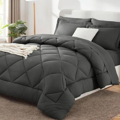 Miniatura 11 de CozyLux - Juego de edredón en una bolsa, para dormitorio universitario, todas las estaciones, edredón, sábanas y fundas para almohada y decorativas