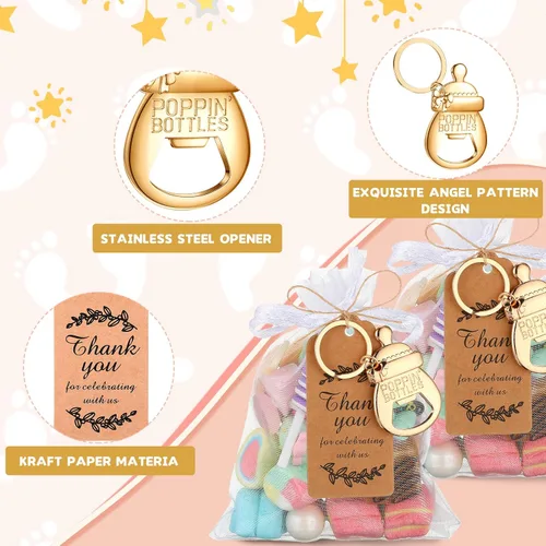 Miniatura 3 de CHENGU Abridores de Botellas Pop para Recuerdos de Baby Shower para Invitados, Decoraciones de Abrebotellas y Souvenirs con Bolsas de Organza