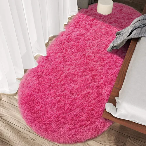 Miniatura 6 de Junovo - Alfombra de felpa ultra suave lavable, antideslizante, ovalada para guardería, dormitorio de niños y decoración del hogar (2x5 pies, gris)