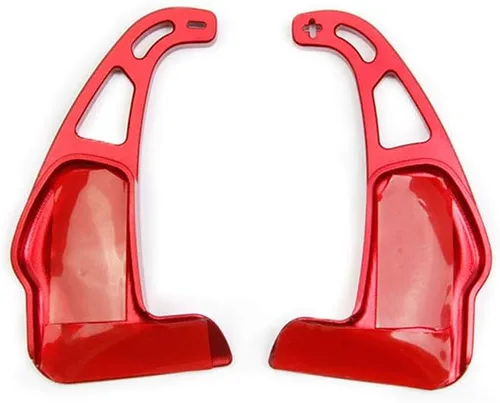 Miniatura 6 de Cubierta extendida para palanca de cambio de volante de aluminio plateado para Dodge Charger 2015+/Chrysler 300 2015-2021 (Rojo con agujero)