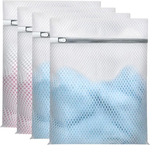 Bolsas de lavandería de malla para ropa delicada, malla de nido de abeja mejorada y malla fina, extra duraderas con cremalleras resistentes,