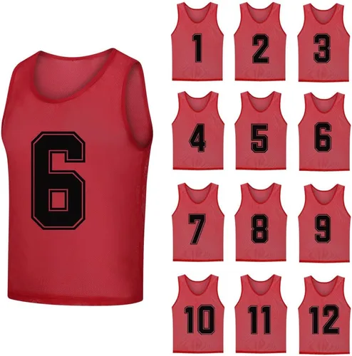 Miniatura 12 de Paquete de 12 (1-12) Pinnies/baberos de entrenamiento de fútbol/camisetas de baloncesto para niños, jóvenes y adultos
