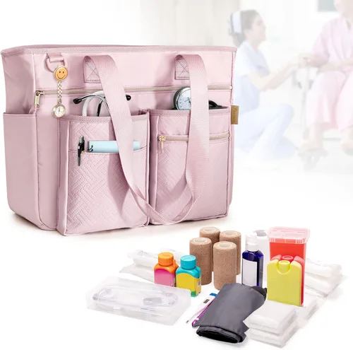 Miniatura 3 de Fasrom Bolsa de mano para enfermeras de trabajo con funda para laptop, bolsa clínica de salud en el hogar para estudiantes de enfermería y asistente