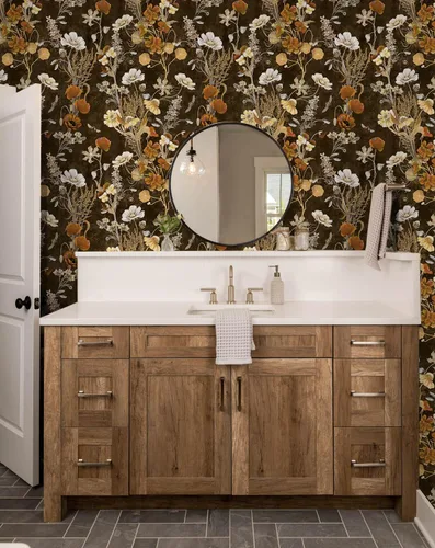 Miniatura 3 de Papel tapiz floral oscuro para despegar y pegar, papel de pared autoadhesivo extraíble, papel de contacto apto para inquilinos para armarios