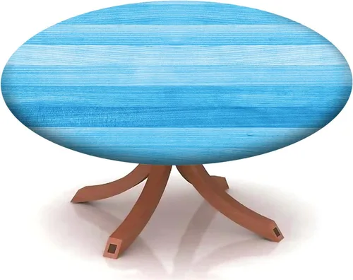 Miniatura 7 de Mantel redondo ajustable con patrón marítimo, borde elástico, adecuado para catering y cocina, se puede limpiar con el mantel de mesa redonda