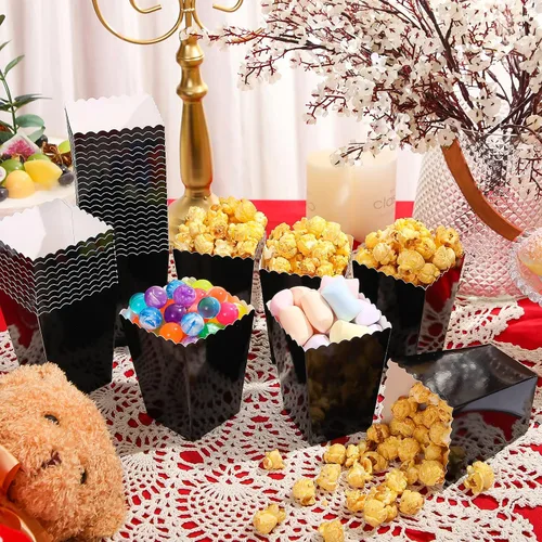 Miniatura 3 de Meanplan Cajas de palomitas de maíz, mini contenedor de cartón para palomitas de maíz, contenedor de cartón para aperitivos, bolsas desechables