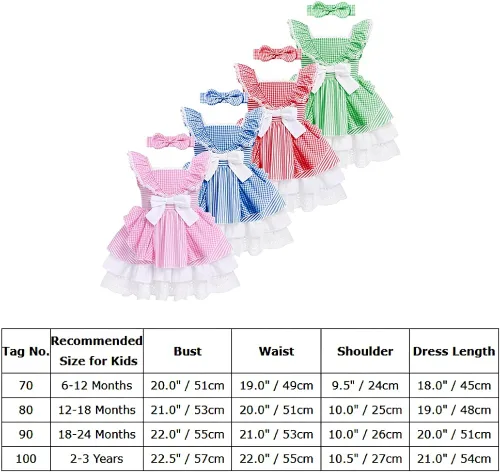 Miniatura 6 de Vestido de guingán con diadema para bebé vestido de princesa para cumpleaños sesión de fotos