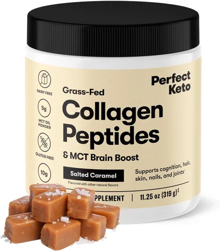 Miniatura 11 de Perfect Keto - Polvo de proteína de péptidos de colágeno con aceite MCT, colágeno hidrolizado, suplemento de tipo I y III, sin gluten, alimentado