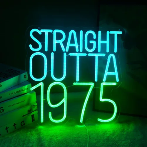 Miniatura 10 de Straight Outta - Letreros de neón de 1986 con texto en inglés "Happy Birthday", lámpara brillante para 40 años, 40 años, luces de neón retro