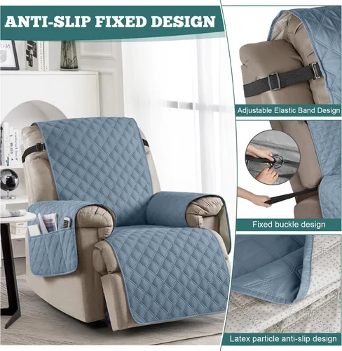 Miniatura 5 de Ruaozz Funda para Silla Reclinable 100% Impermeable Antideslizante de Tamaño Grande Funda Reclinable para Silla Reclinable Grande Funda de Asiento