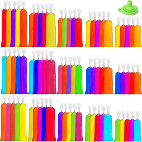 Miniatura 14 de Hoolerry 600 bolsas desechables para paletas de hielo, bolsas de plástico para helado con embudo plegable de silicona para hacer helados de yogur