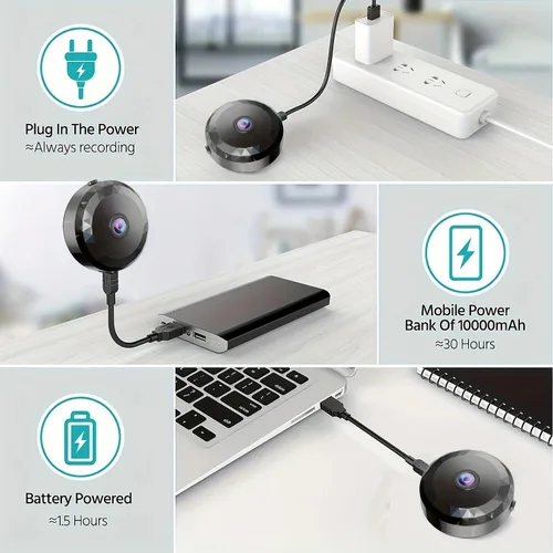 Miniatura 5 de Mini cámara de seguridad WiFi, 1080P HD, detección de movimiento, visión nocturna, montaje magnético, alimentada por batería/USB, perfecta
